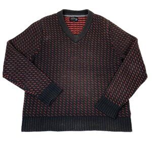 LL Bean Mens Signature  Birdseye Heritage V Neck Cotton Wool Blend Sweater Large